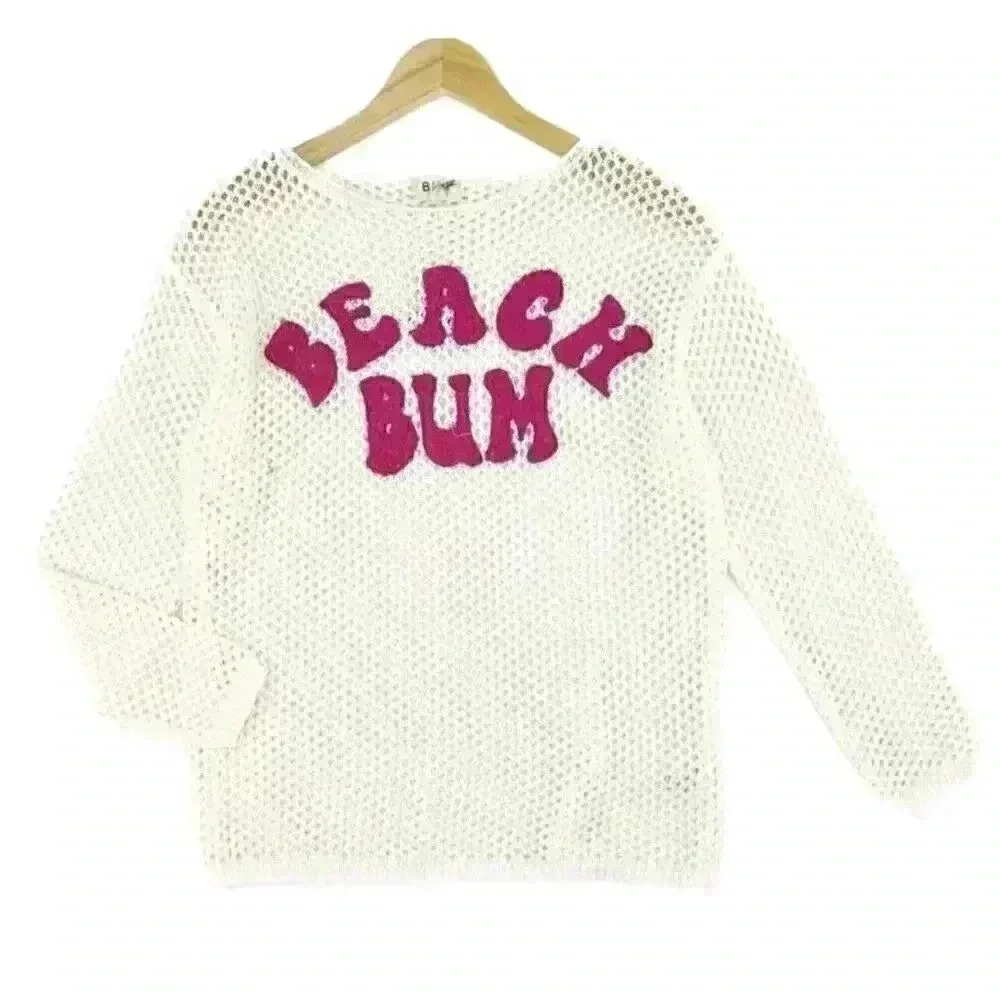 BiBi Beach Bum Embroidered Knit Cover Up Top